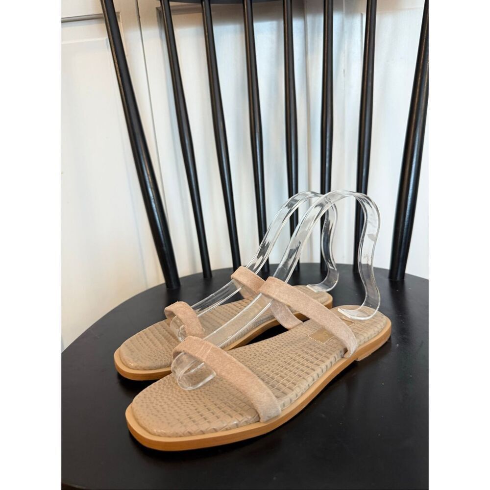 Kaanas Beige Double-Strap Suede Slide Sandals - Picture 6 of 8